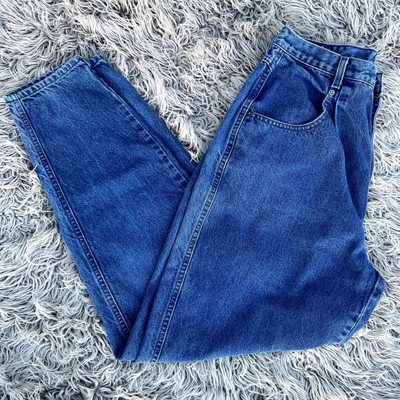 VTG Authentic Brittania Denim Jeans Med Blue Hi Rise Womens 14x30 Pleated Cotton - Picture 1 of 12